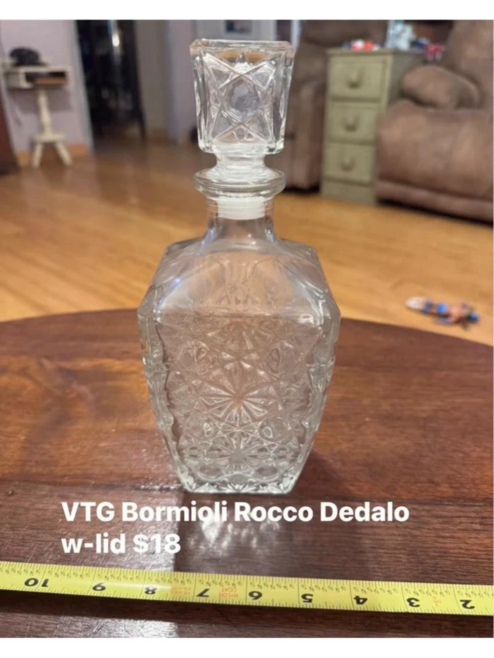 Vintage Bormioli Rocco Dedalo whiskey decanter with lid